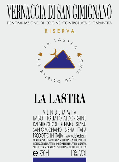 Vernaccia di San Gimignano Riserva DOCG etiket | La Lastra | Biowijn.shop